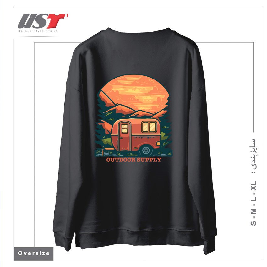 طرح CARAVAN سوییشرت اورسایزرنگ دودی