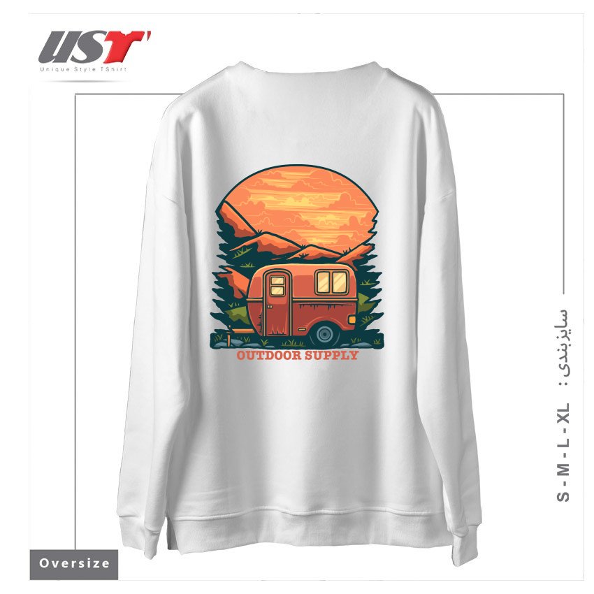 طرح CARAVAN سوییشرت اورسایزرنگ سفید