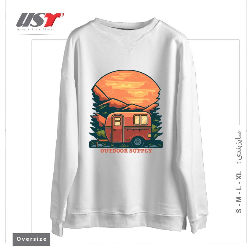 طرح CARAVAN سوییشرت اورسایزرنگ سفید