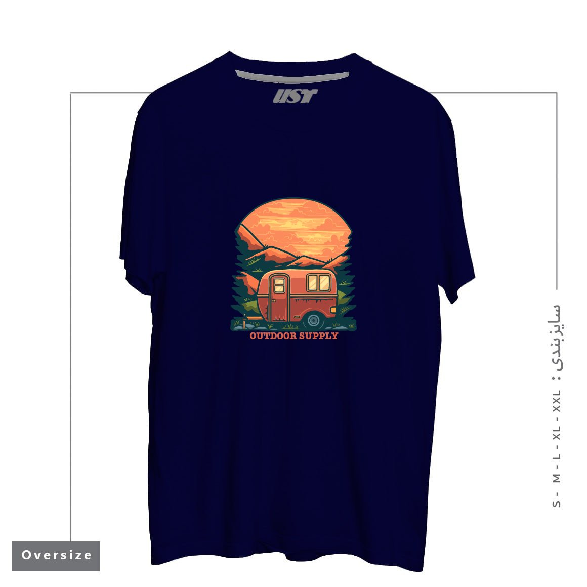 طرح CARAVAN تیشرت اورسایزرنگ سرمه ای