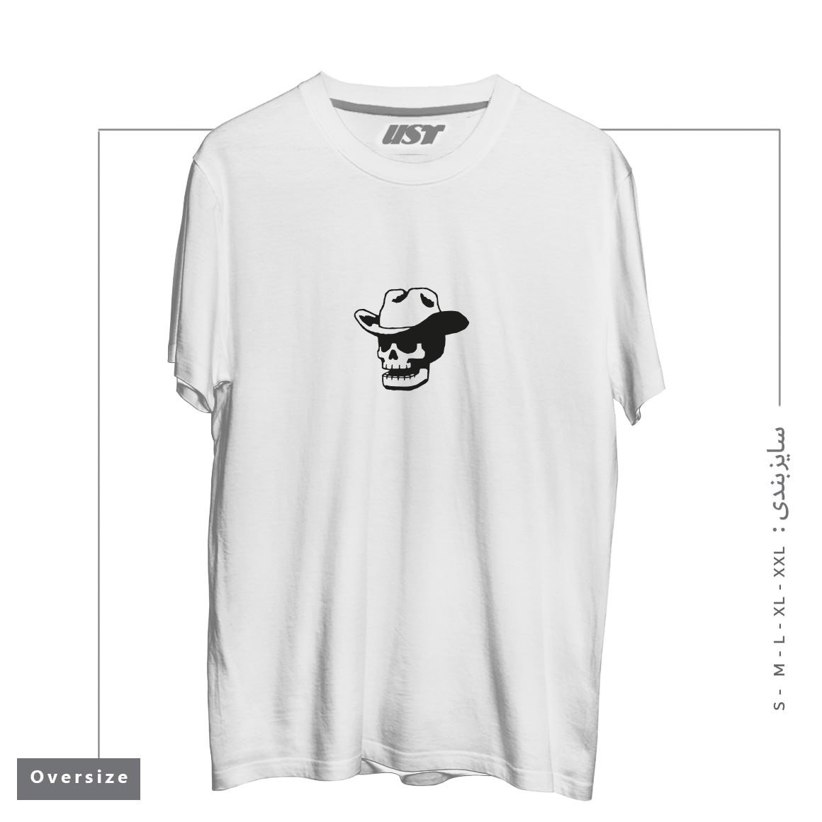 طرح COWBOY SKULL تیشرت اورسایزرنگ سفید