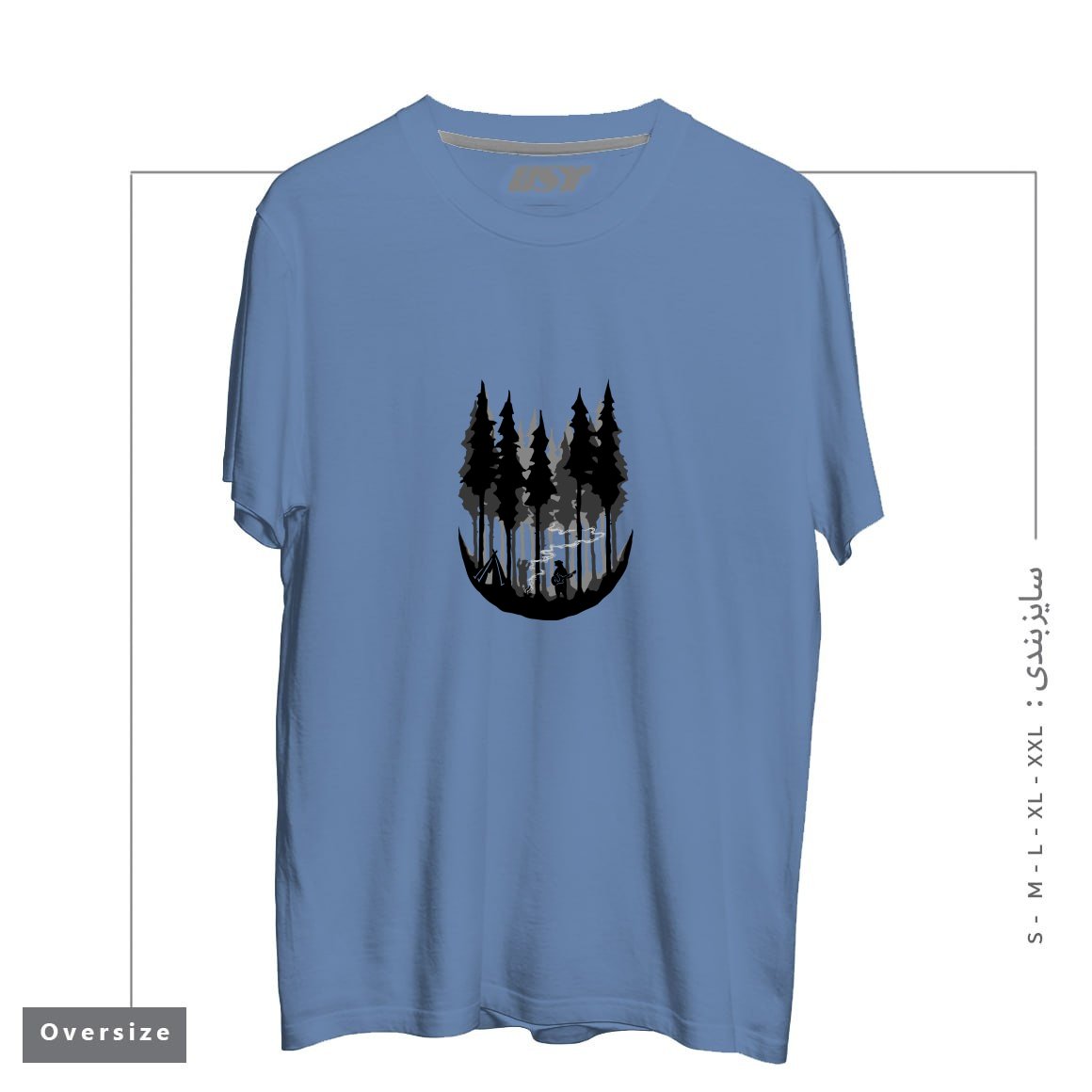 طرح ENJOY CAMPING تیشرت اورسایزرنگ آبی نفتی