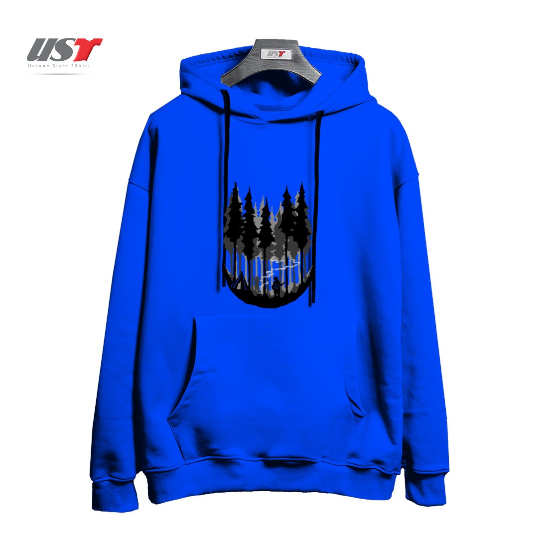 طرح ENJOY CAMPING هودی اورسایزرنگ آبی شالی