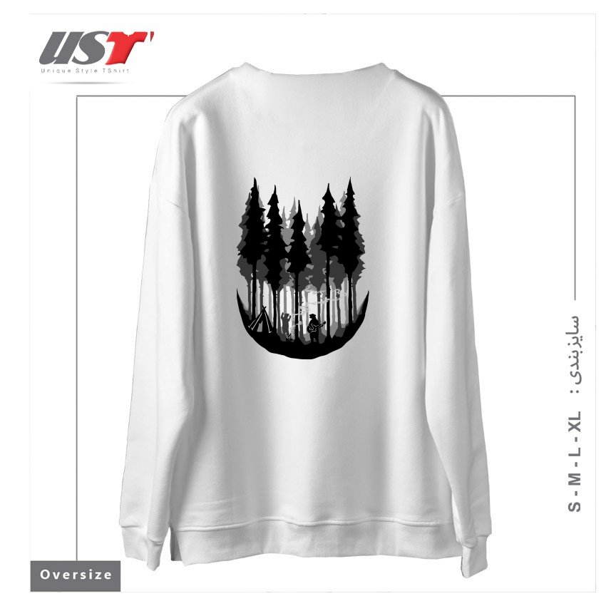 طرح ENJOY CAMPING سوییشرت اورسایزرنگ سفید