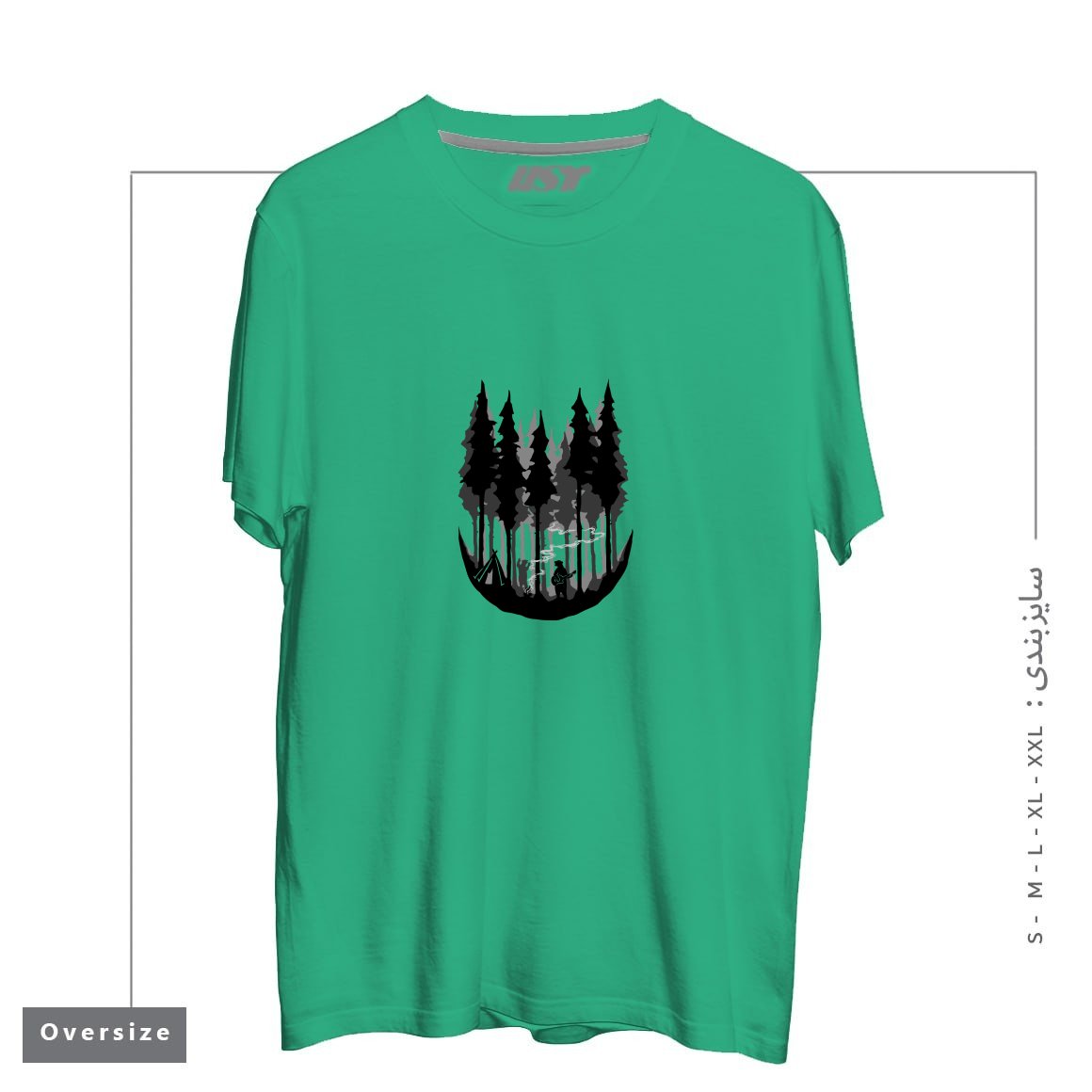 طرح ENJOY CAMPING تیشرت اورسایزرنگ سبز