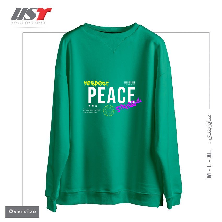 طرح typography 51 سوییشرت اورسایزرنگ سبز سدری