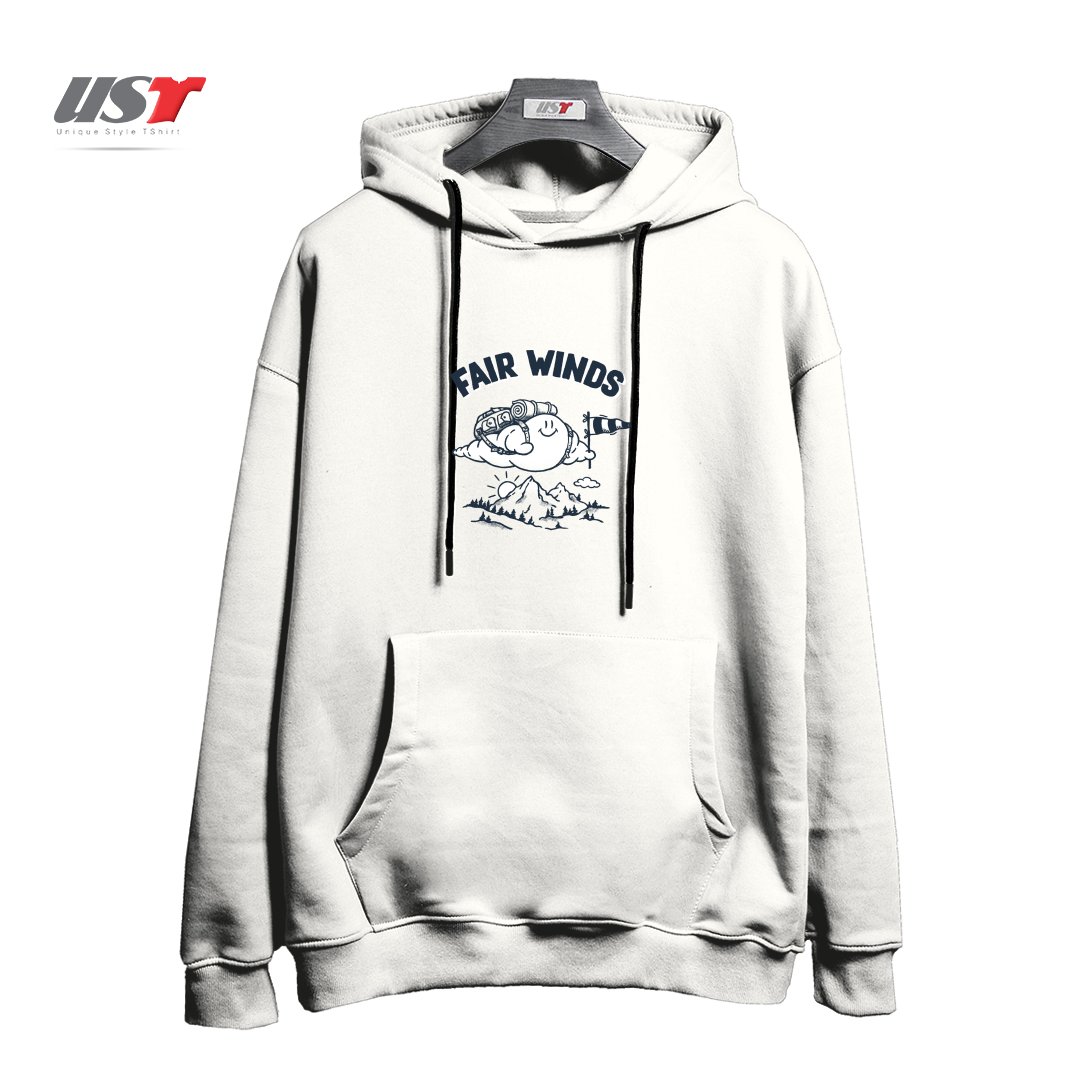 طرح FAIR WINDS هودی اورسایزرنگ سفید