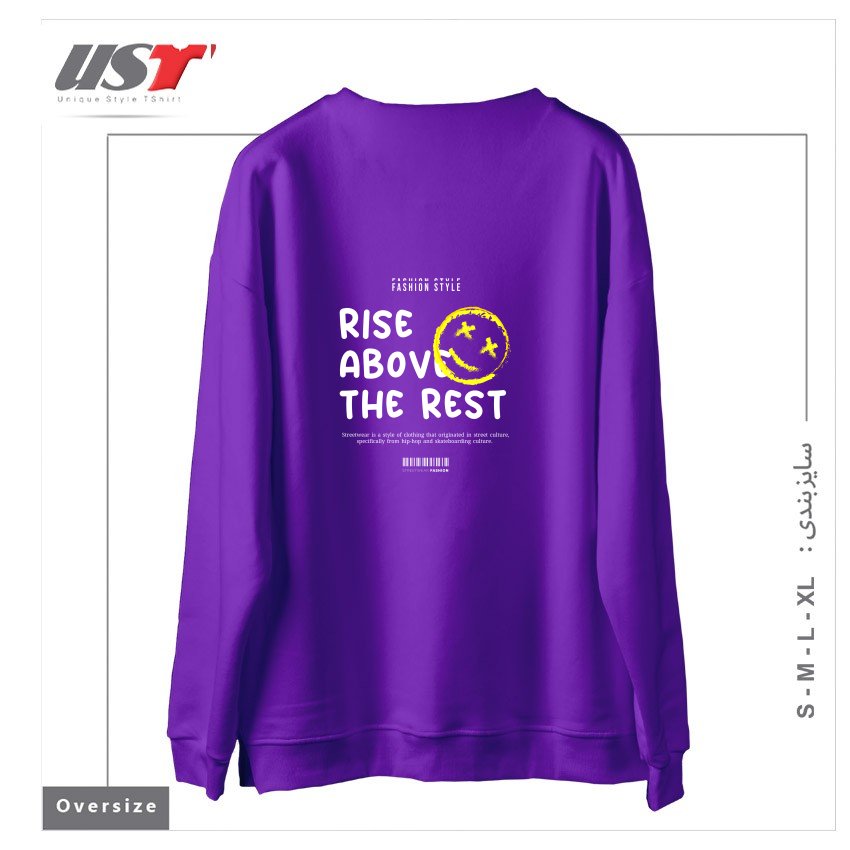 طرح typography 53 سوییشرت اورسایزرنگ بنفش