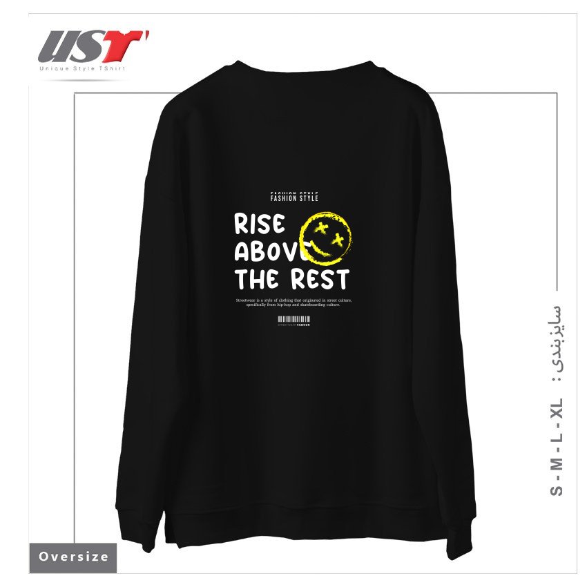 طرح typography 53 سوییشرت اورسایزرنگ مشکی