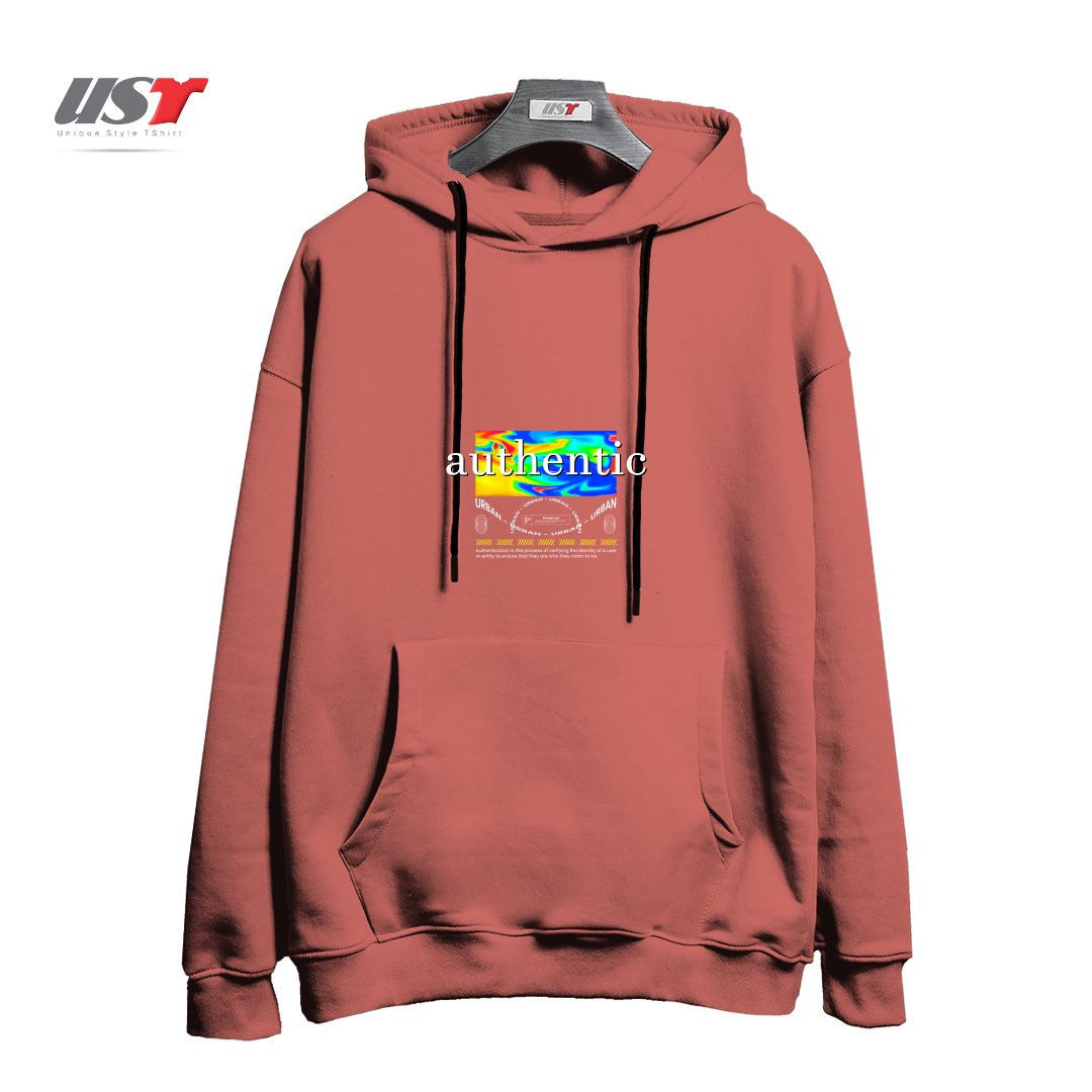 طرح typography 54 هودی اورسایزرنگ آجری