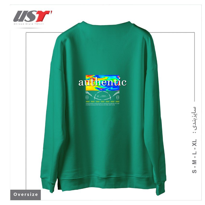 طرح typography 54 سوییشرت اورسایزرنگ سبز سدری