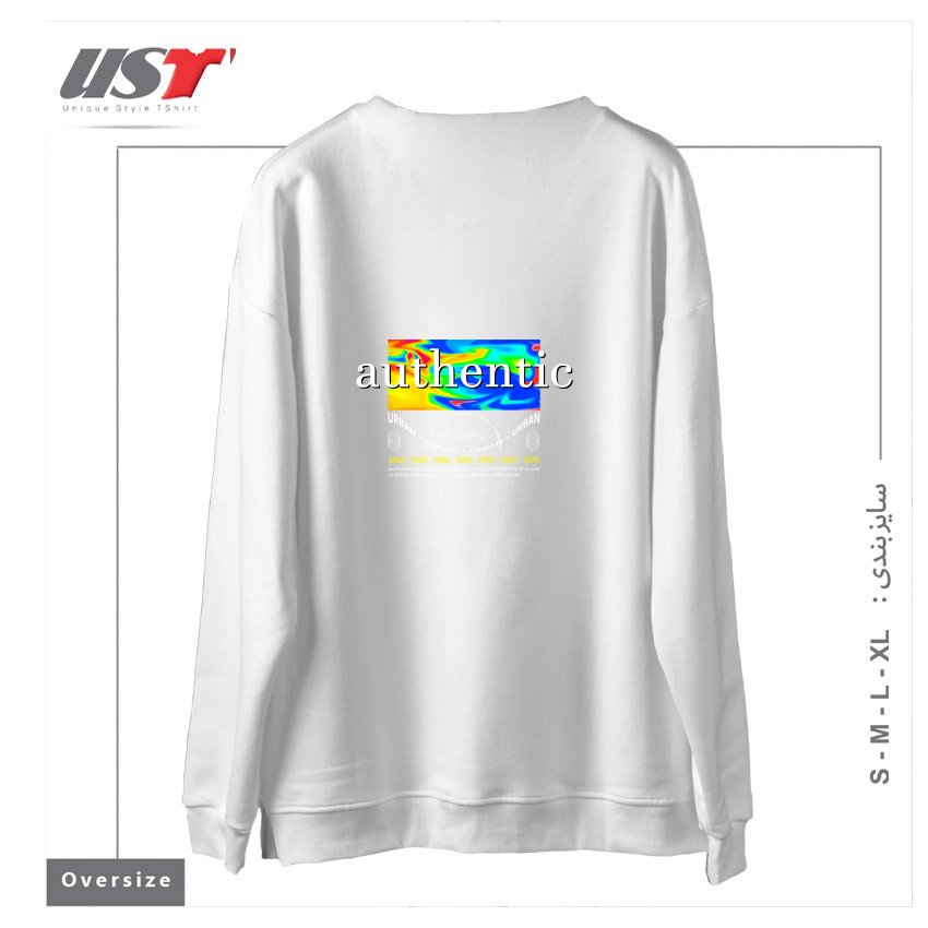 طرح typography 54 سوییشرت اورسایزرنگ سفید