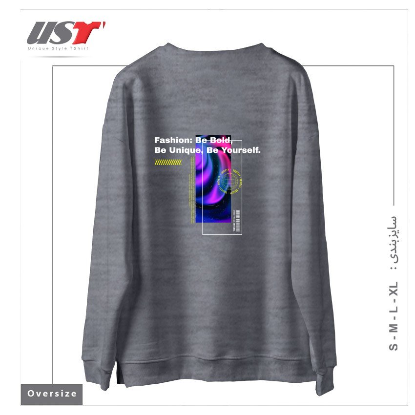 طرح typography 55 سوییشرت اورسایزرنگ طوسی ملانژ