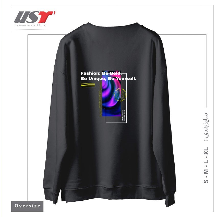 طرح typography 55 سوییشرت اورسایزرنگ دودی