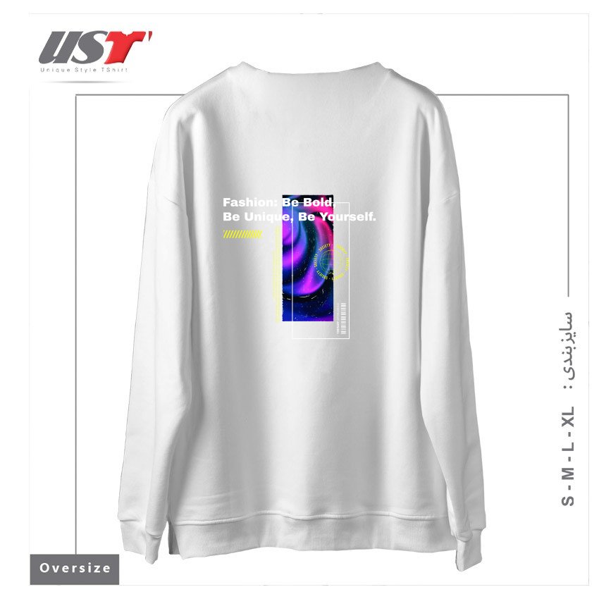 طرح typography 55 سوییشرت اورسایزرنگ سفید