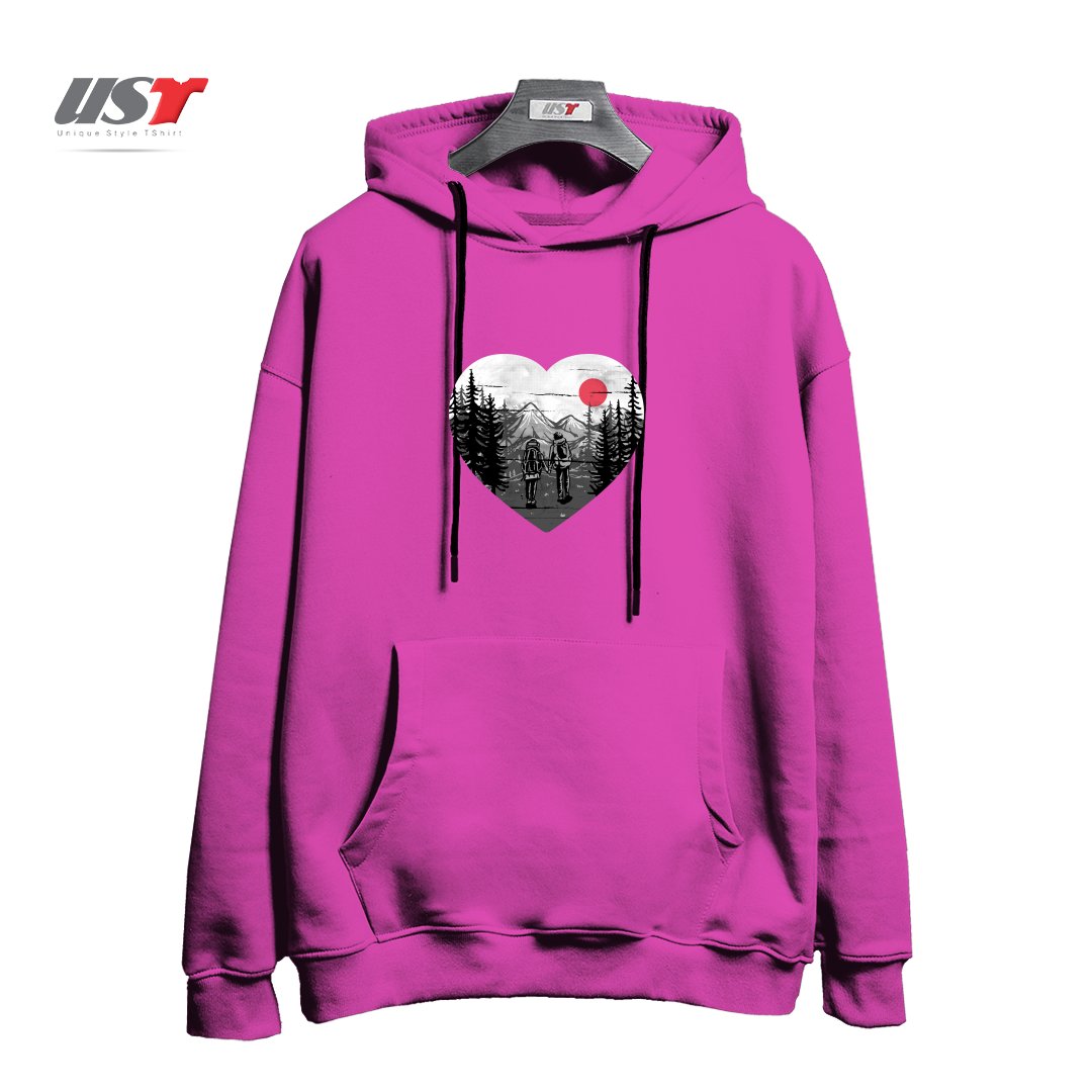 هودی اورسایز طرح HIKE AND LOVE