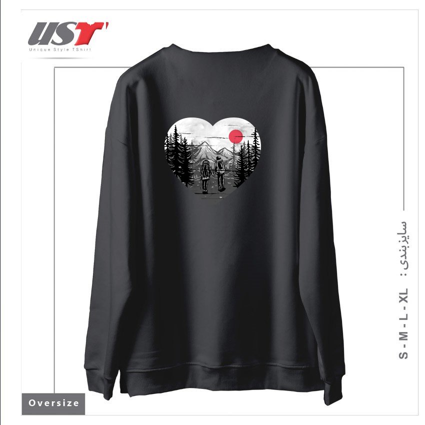 طرح HIKE AND LOVE سوییشرت اورسایزرنگ دودی