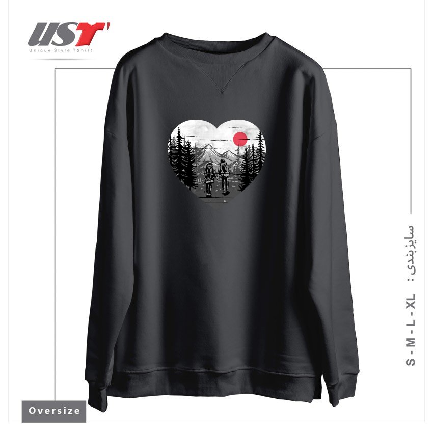 طرح HIKE AND LOVE سوییشرت اورسایزرنگ دودی