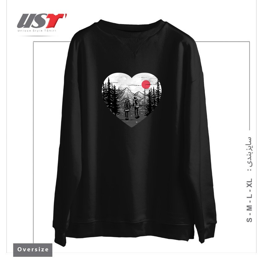 طرح HIKE AND LOVE سوییشرت اورسایزرنگ مشکی