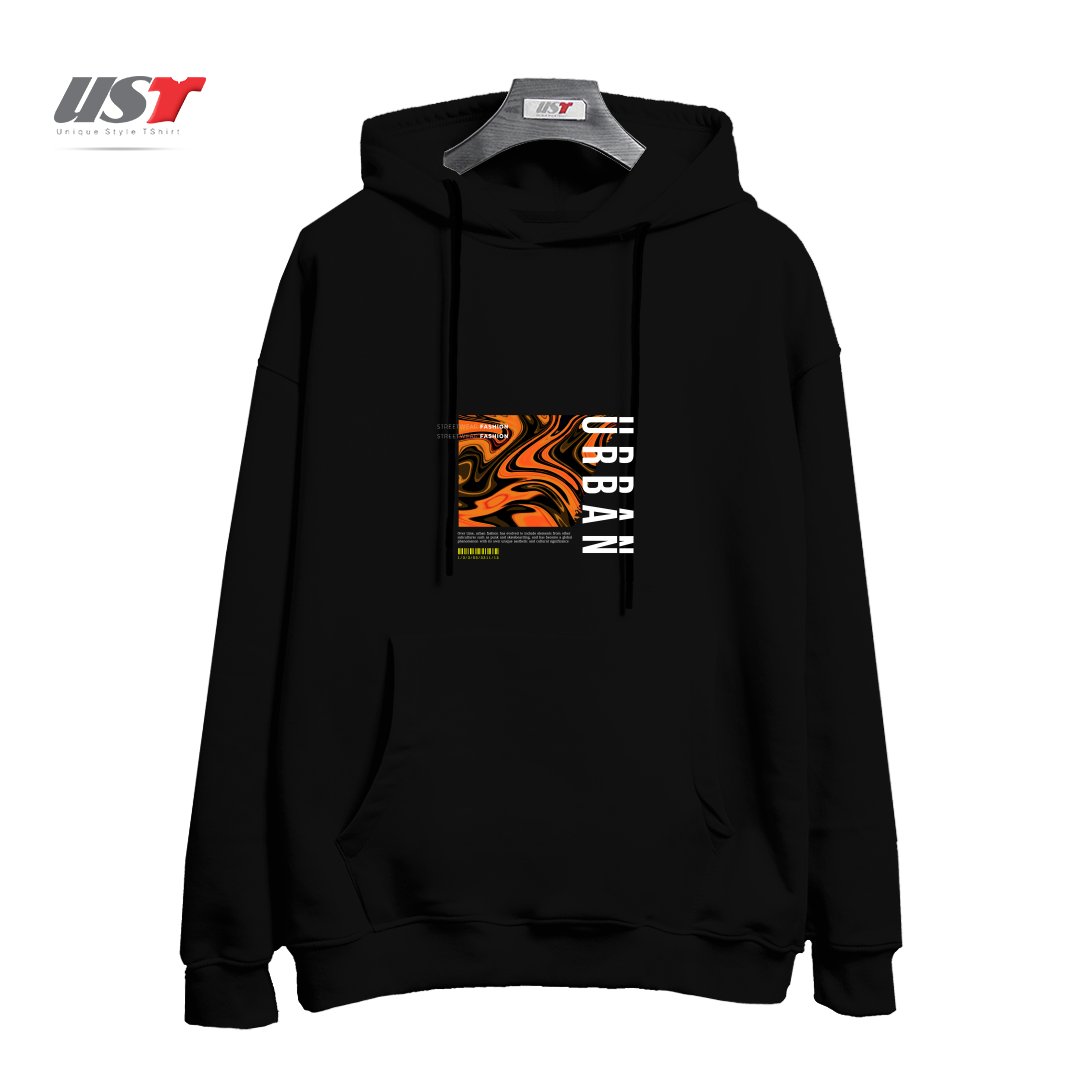 طرح typography 56 هودی اورسایزرنگ مشکی