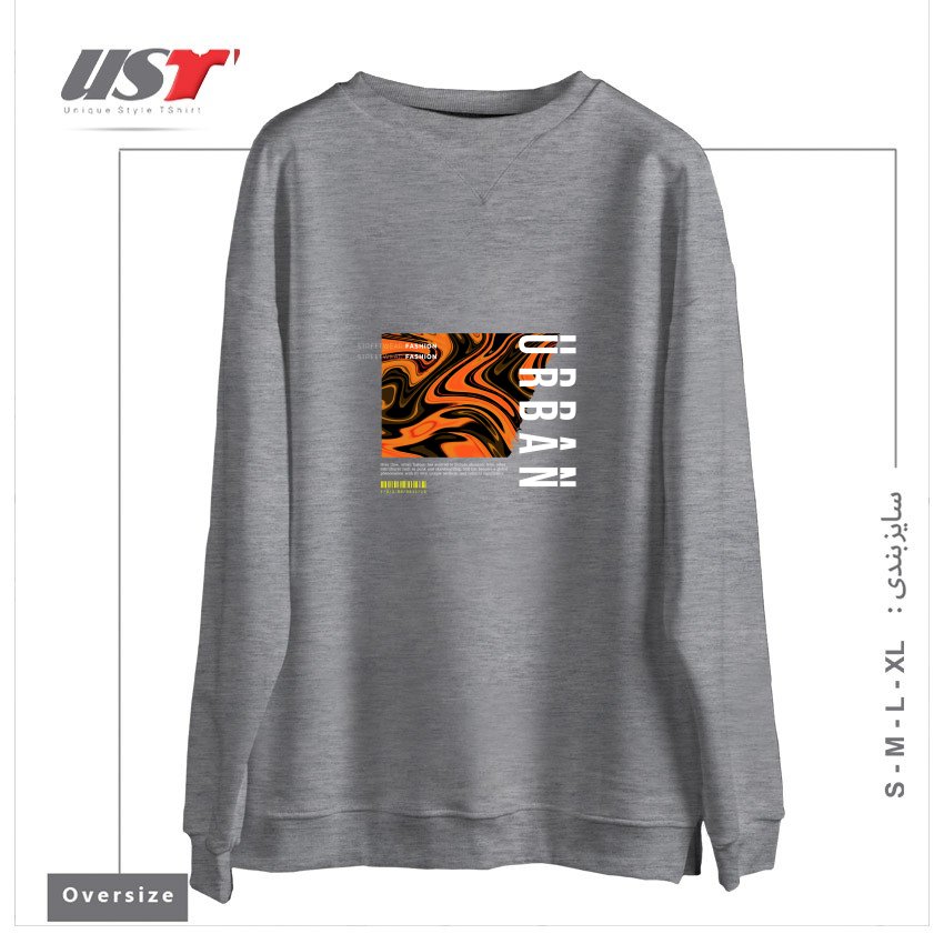 طرح typography 56 سوییشرت اورسایزرنگ طوسی ملانژ