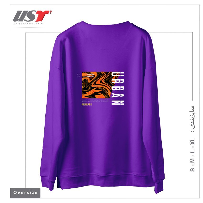 طرح typography 56 سوییشرت اورسایزرنگ بنفش