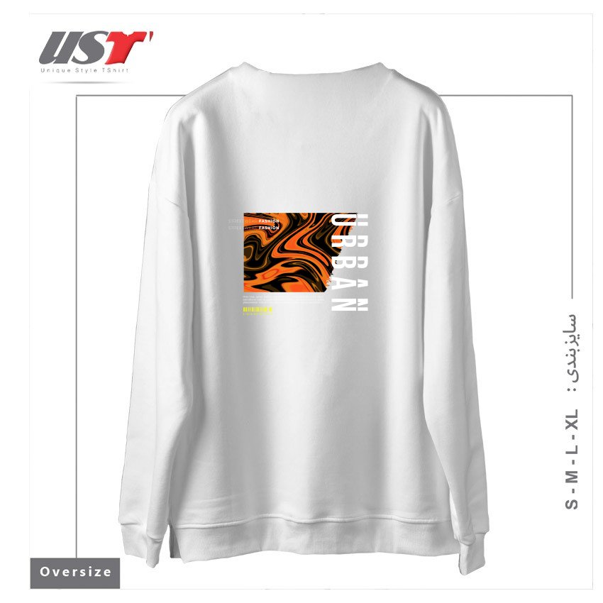 طرح typography 56 سوییشرت اورسایزرنگ سفید