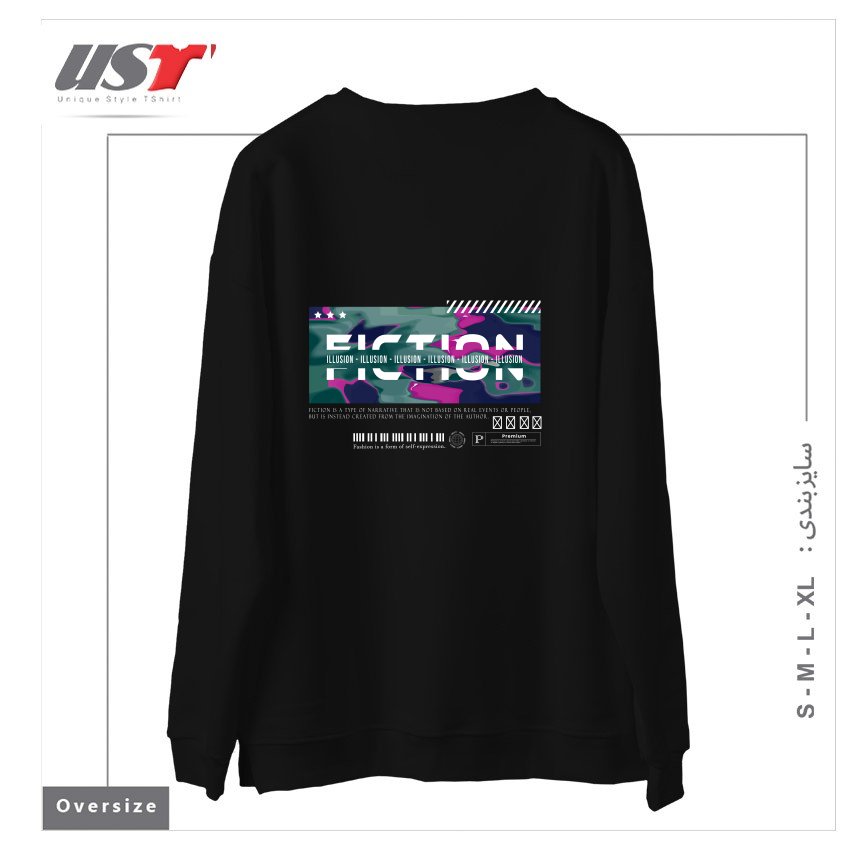 طرح typography 58 سوییشرت اورسایزرنگ مشکی