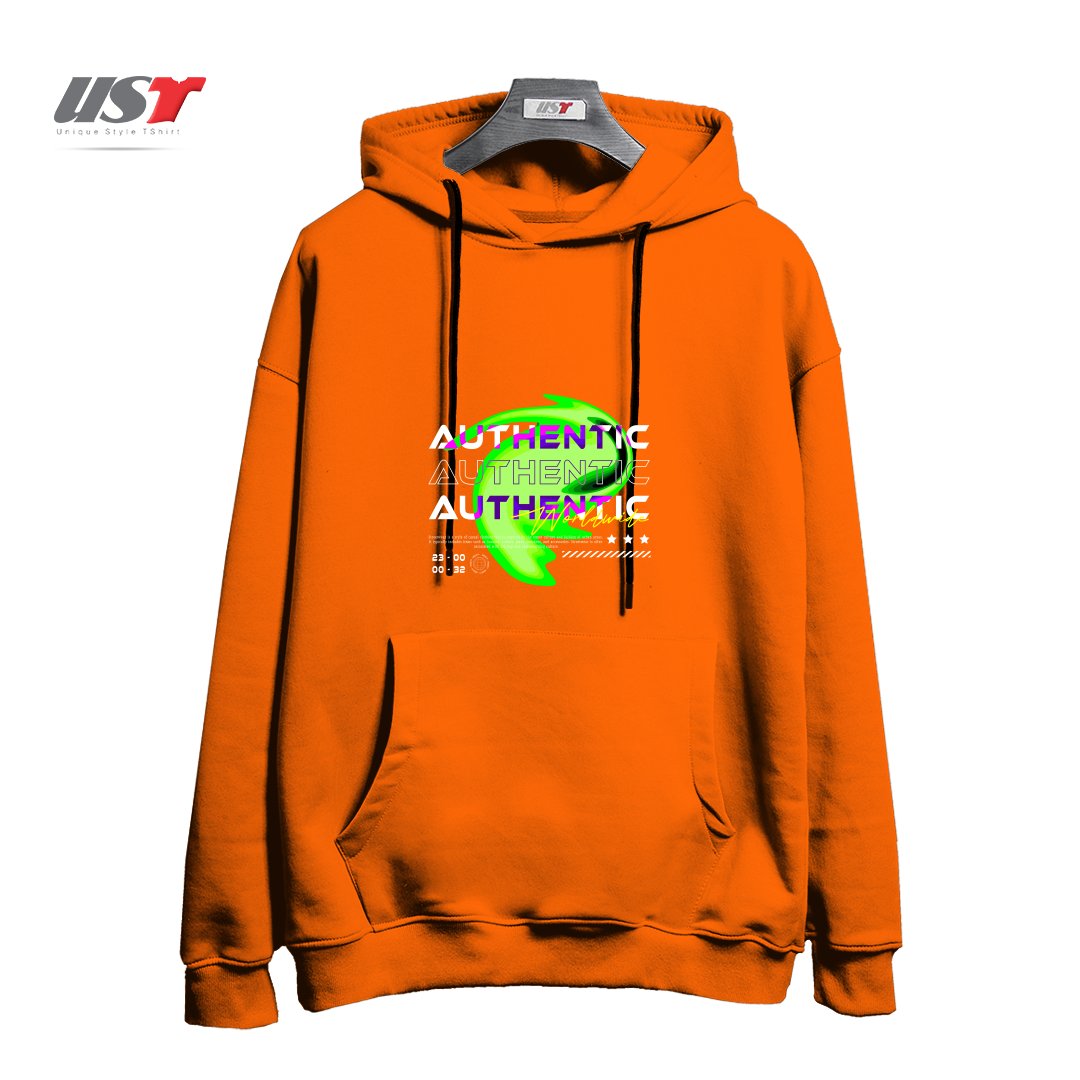 طرح typography 59 هودی اورسایزرنگ نارنجی