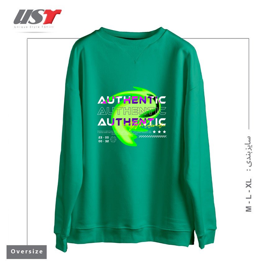 طرح typography 59 سوییشرت اورسایزرنگ سبز سدری