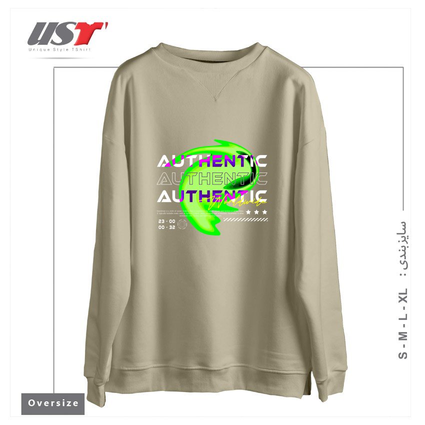 طرح typography 59 سوییشرت اورسایزرنگ نخودی