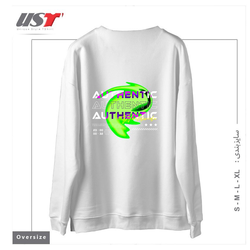 طرح typography 59 سوییشرت اورسایزرنگ سفید