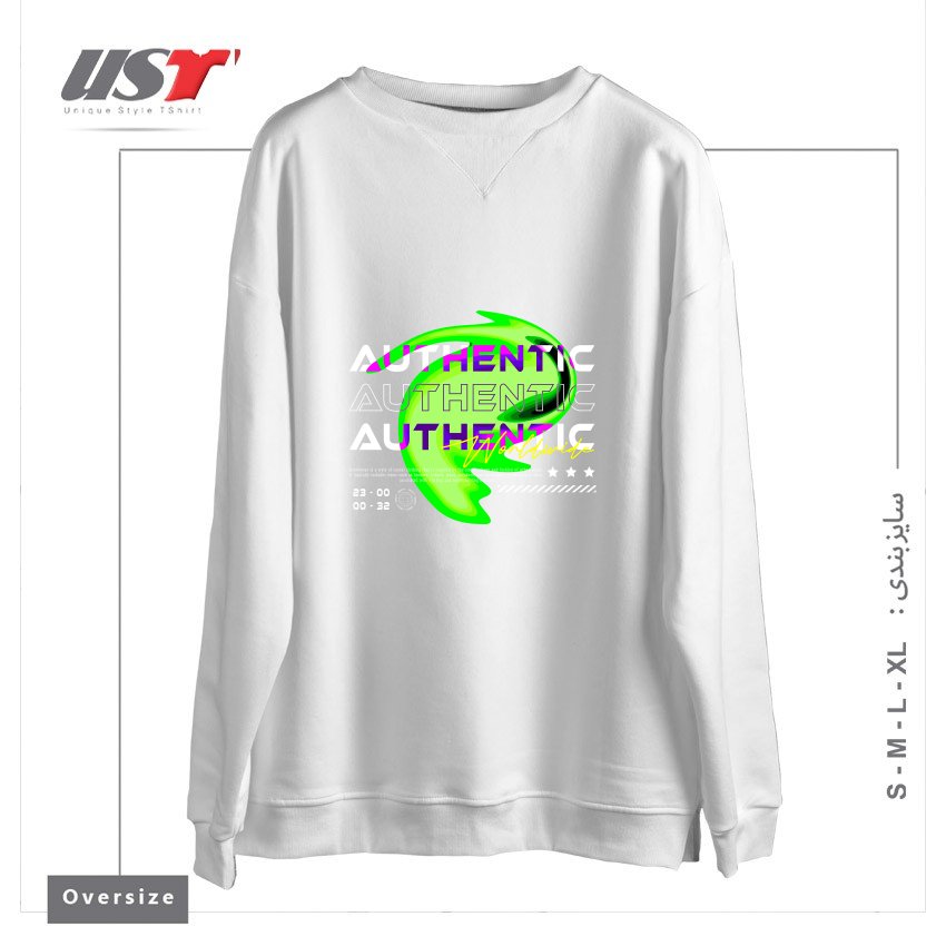 طرح typography 59 سوییشرت اورسایزرنگ سفید