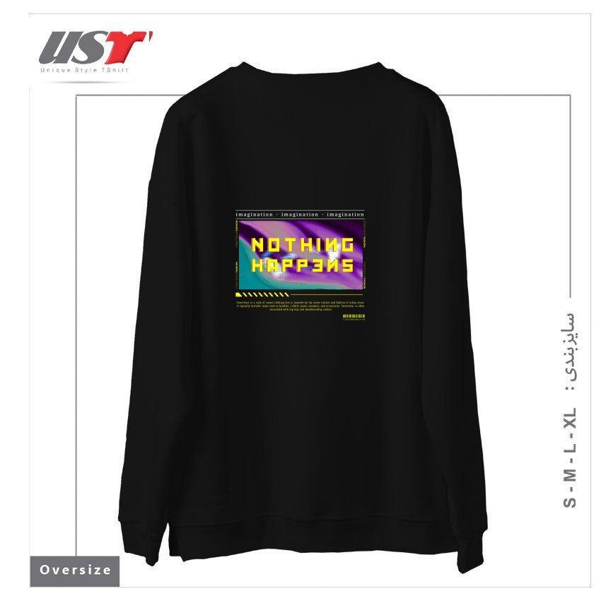 طرح typography 60 سوییشرت اورسایزرنگ مشکی