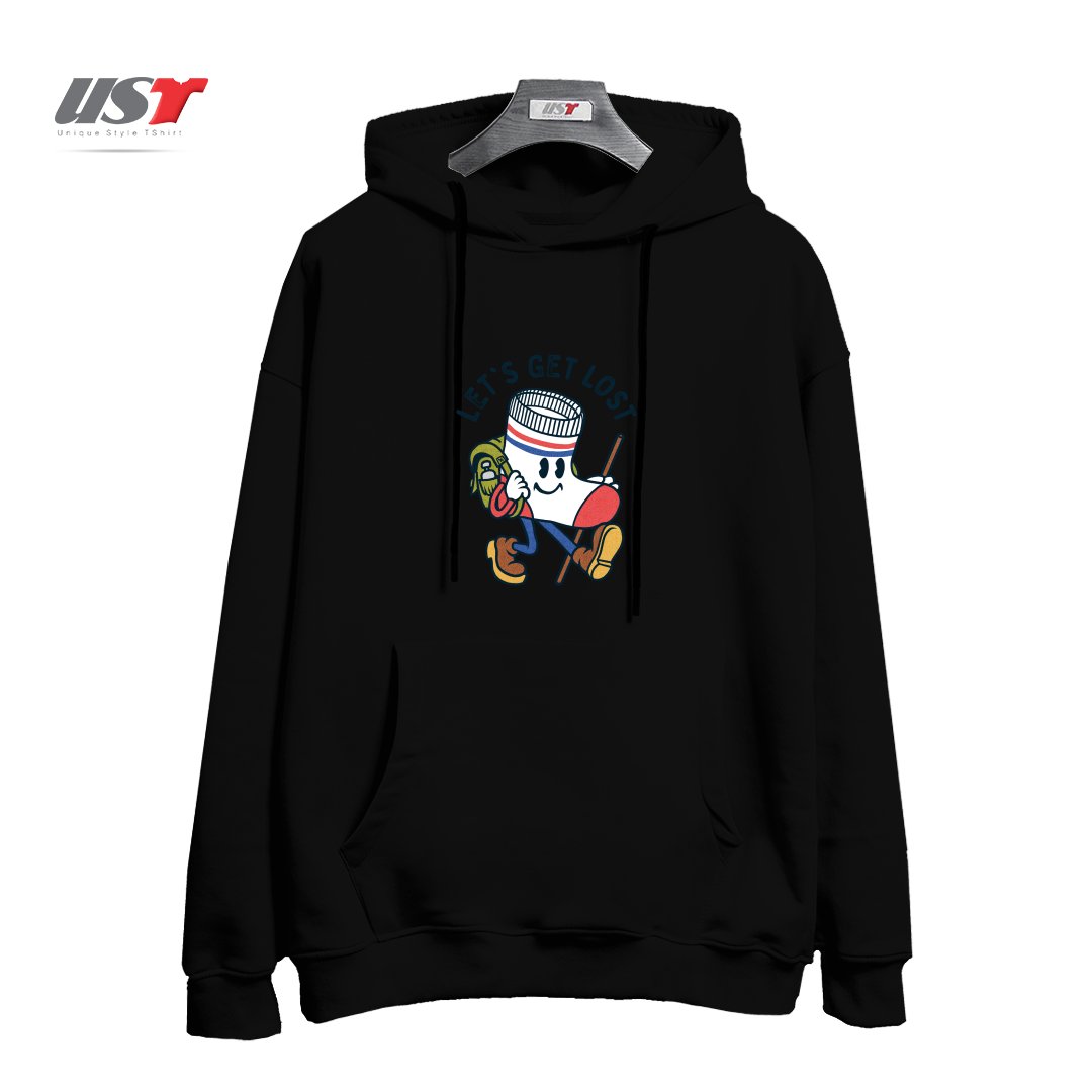 طرح LET'S GET LOST هودی اورسایزرنگ مشکی