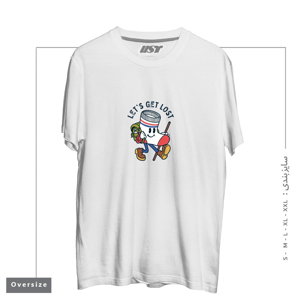 تیشرت اورسایز طرح LET'S GET LOST