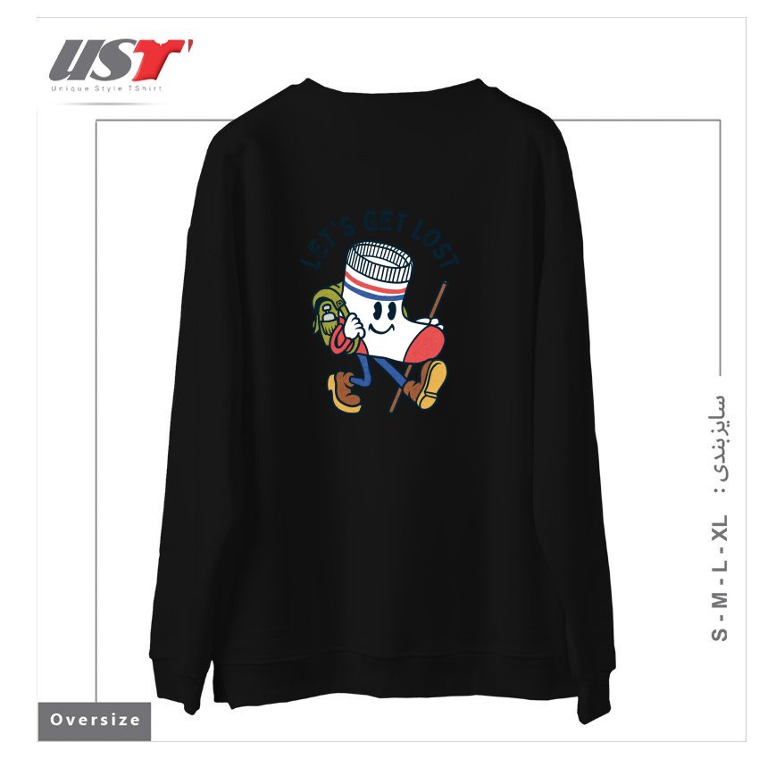 طرح LET'S GET LOST سوییشرت اورسایزرنگ مشکی