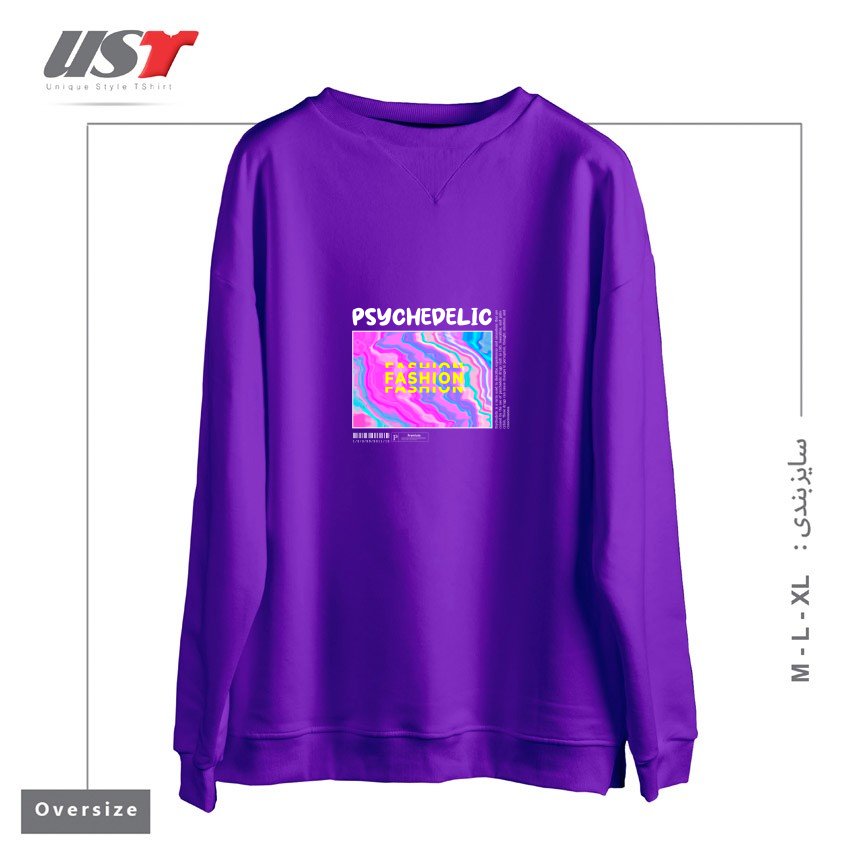 طرح typography 62 سوییشرت اورسایزرنگ بنفش