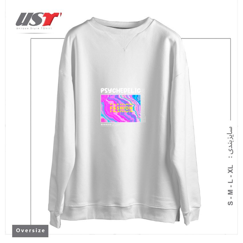 طرح typography 62 سوییشرت اورسایزرنگ سفید