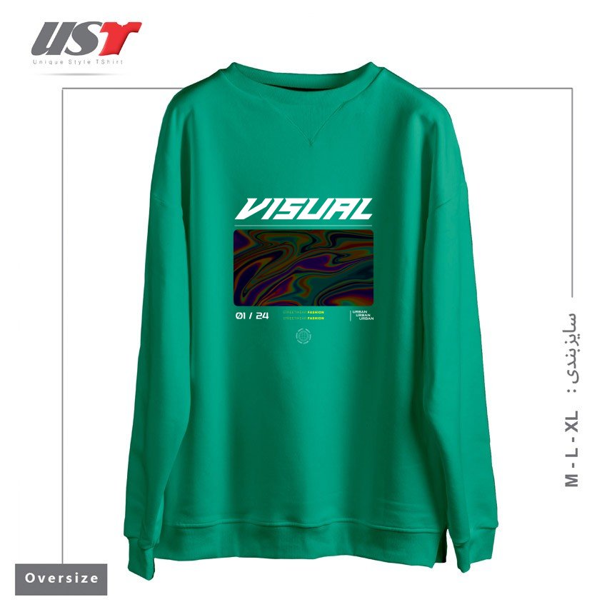 طرح typography 63 سوییشرت اورسایزرنگ سبز سدری