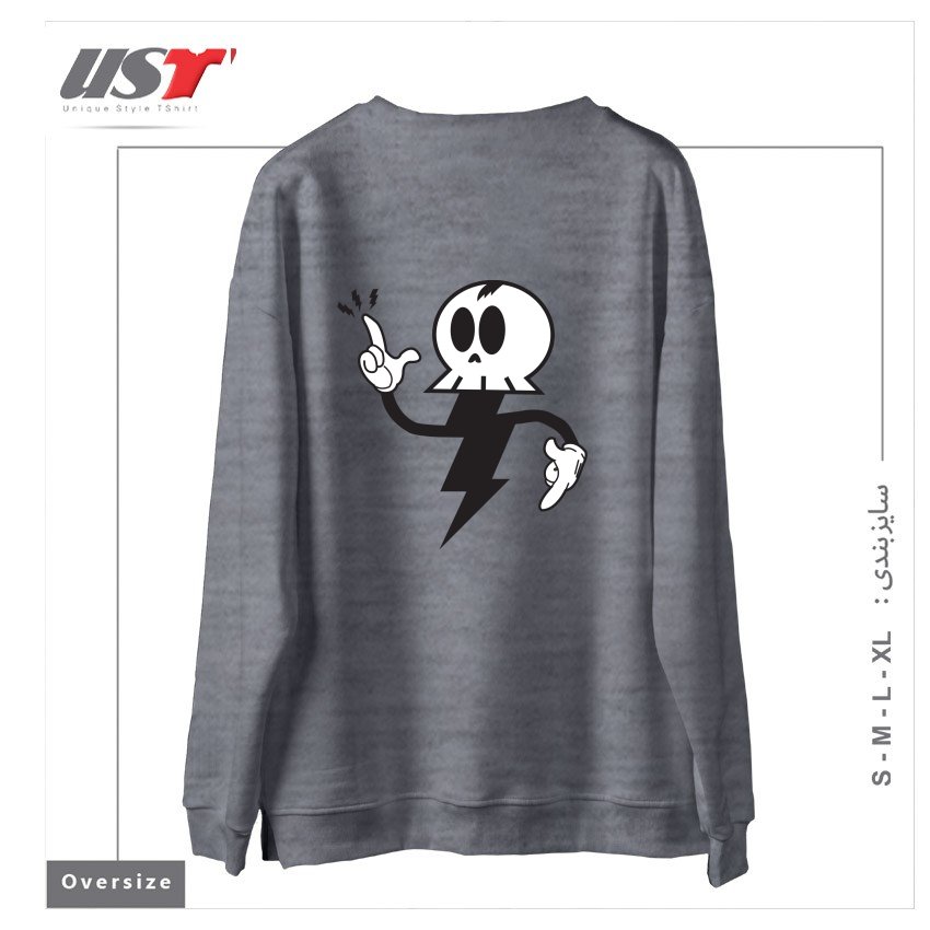 طرح DEATHRAY سوییشرت اورسایزرنگ طوسی ملانژ