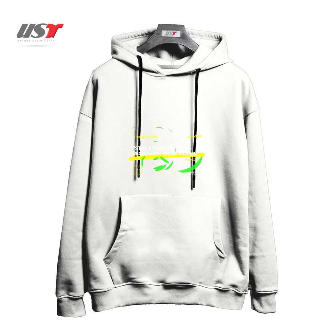 طرح typography 64 هودی اورسایزرنگ سفید