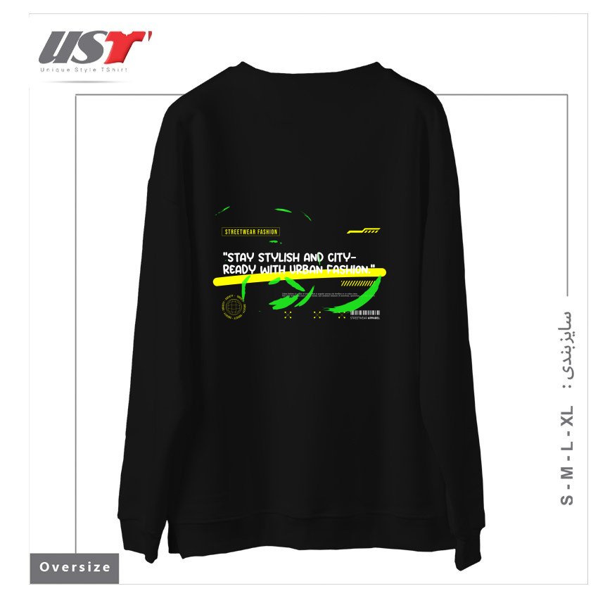 طرح typography 64 سوییشرت اورسایزرنگ مشکی