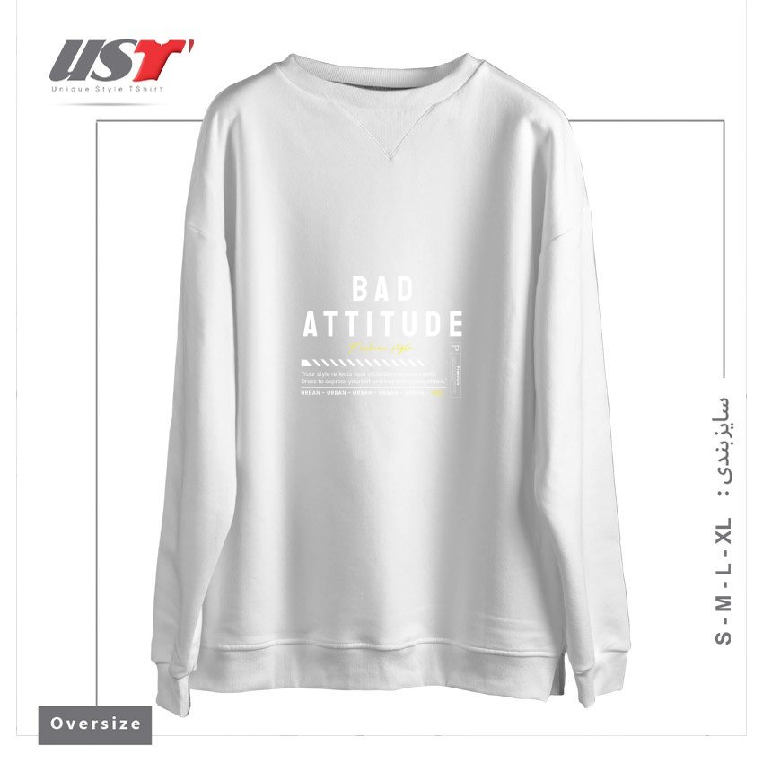 طرح typography 65 سوییشرت اورسایزرنگ سفید