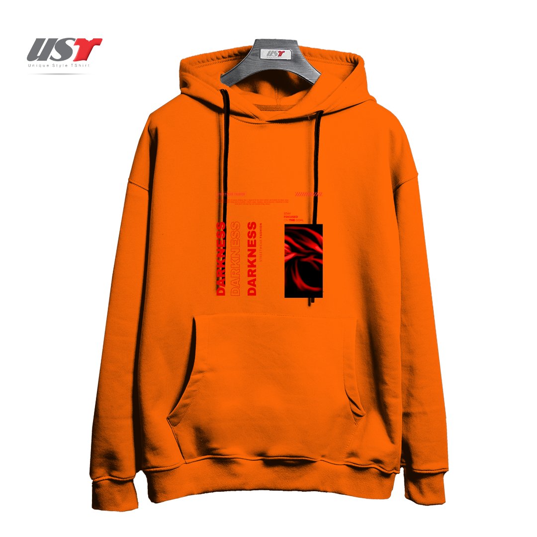 طرح typography 68 هودی اورسایزرنگ نارنجی