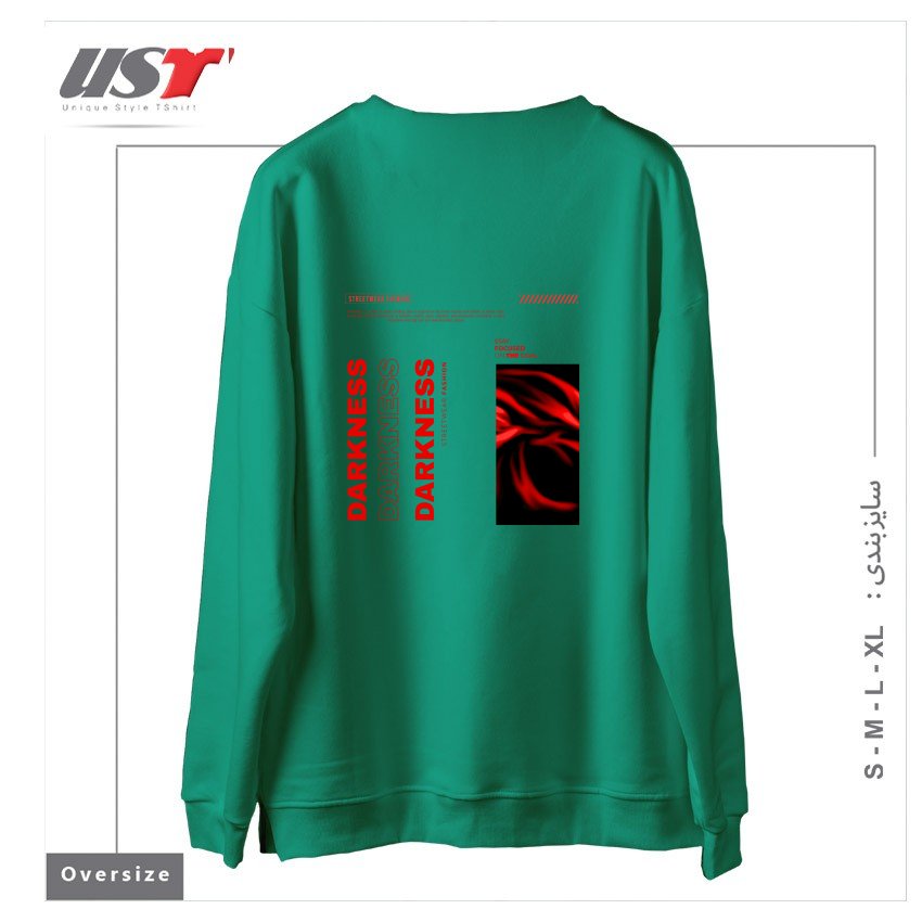 طرح typography 68 سوییشرت اورسایزرنگ سبز سدری