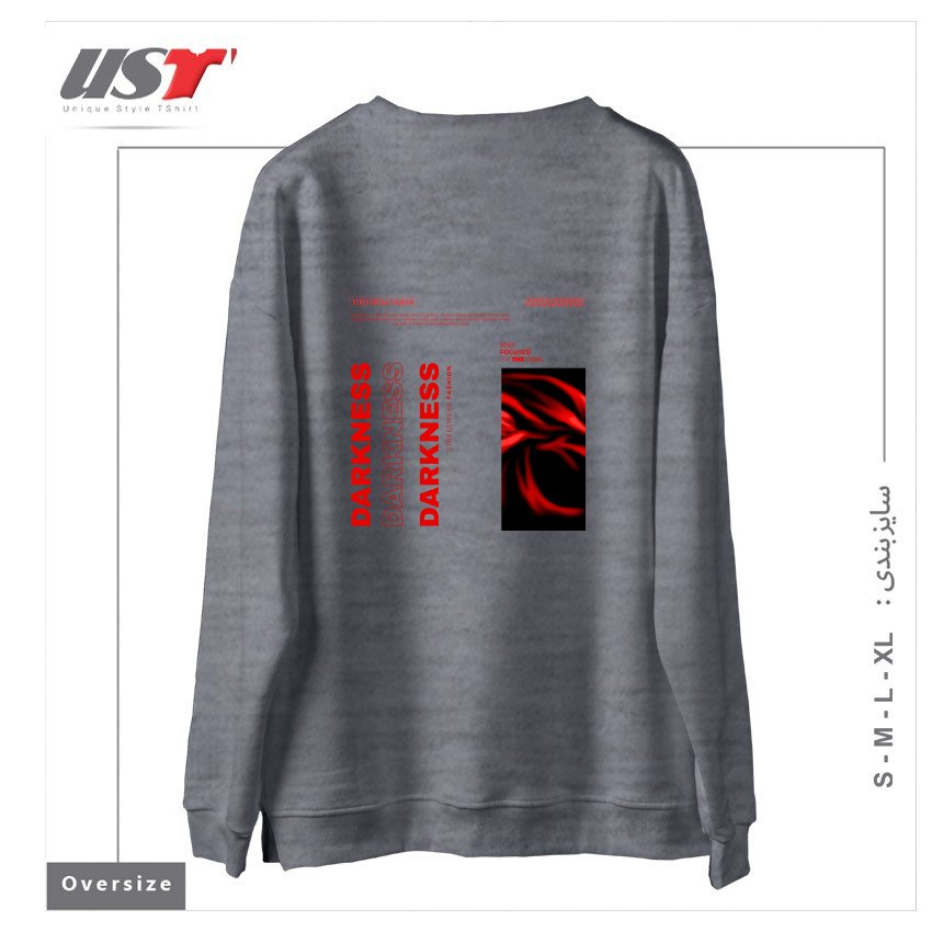 طرح typography 68 سوییشرت اورسایزرنگ طوسی ملانژ