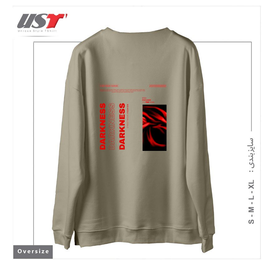 طرح typography 68 سوییشرت اورسایزرنگ نخودی