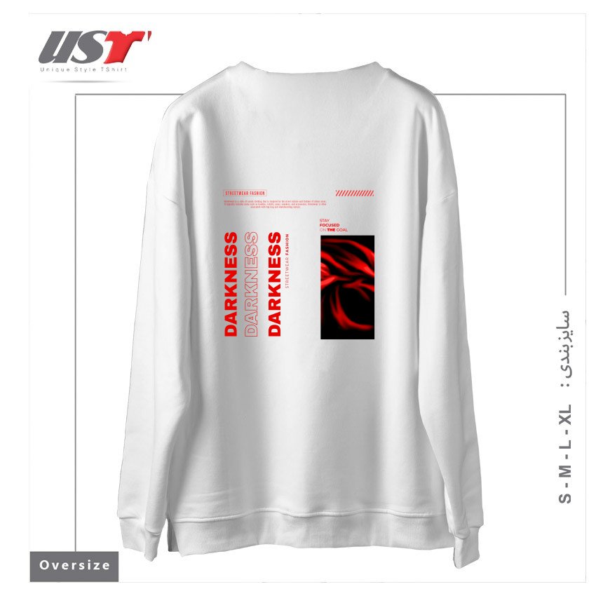 طرح typography 68 سوییشرت اورسایزرنگ سفید