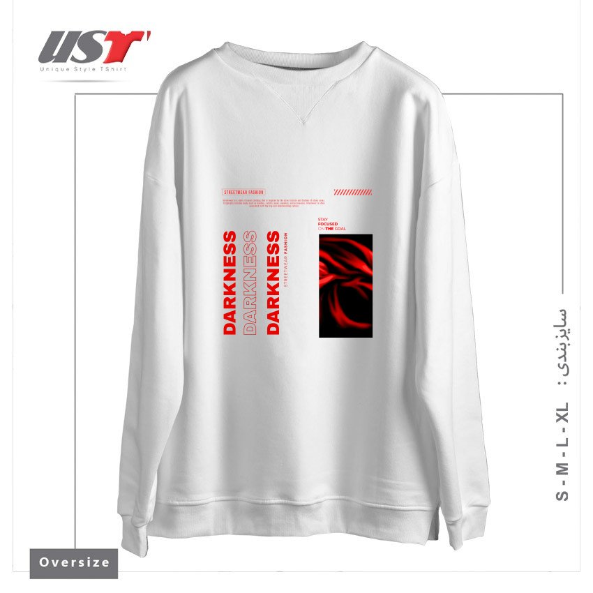 طرح typography 68 سوییشرت اورسایزرنگ سفید